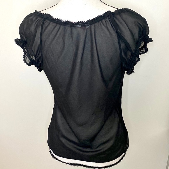 Victoria’s Secret Black Semi-Sheer Embroidered Top/Lingère - Picture 6 of 8
